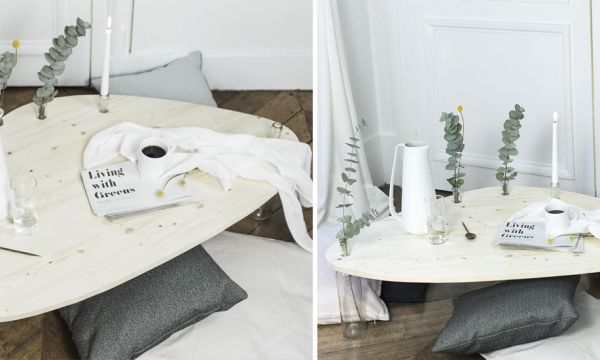 DIY : Fabriquez une table de salon design avec des pieds en bouteilles de vin