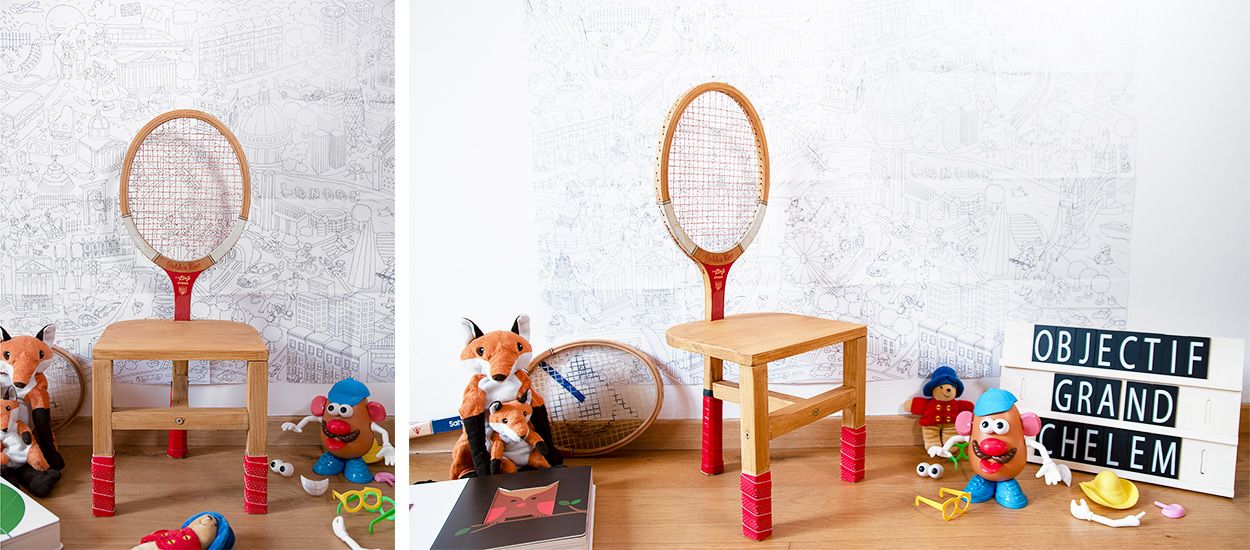 DIY : upcycler une vieille raquette de tennis en chaise pour enfant vintage