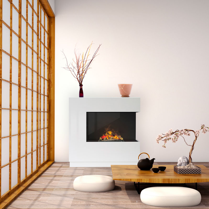 Ajoutez une touche de modernité à votre salon : Cheminée électrique avec 3  faces en verre